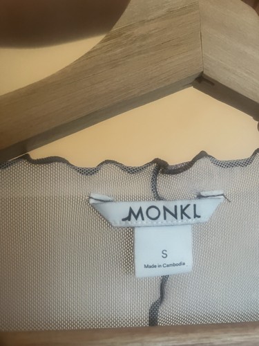 New! Monki sheer mesh crop top size S 8-10long sleeve Y2K geometric print - Picture 3 of 5