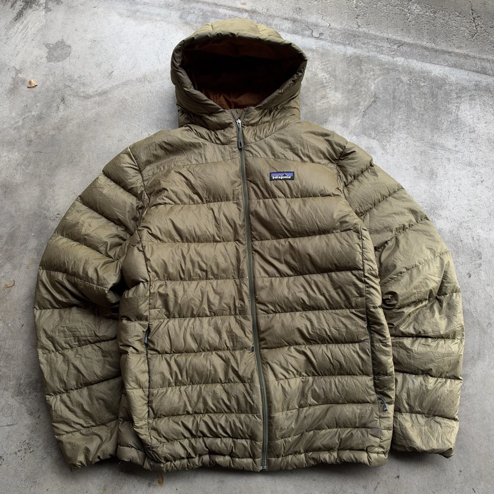 Patagonia Men’s Hi Loft Down Hoody Puffer Coat Medium Green Winter Warm Outdoor image 1