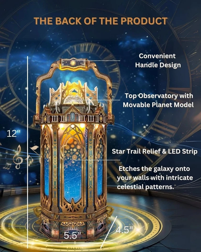 DIY 3D Wooden Puzzle The Lantern of Galaxy Handmade Gifts Figurines Miniatures - Image 4 of 4