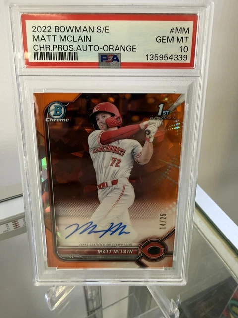 2022 Bowman Chrome Sapphire Matt Mclain 1st Rookie Auto Refractor 10/25