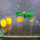 VTG Lesney Matchbox Tractor #50 Green John Deere Lanz 700 Gray Tires 2 Barrels