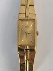 Seiko Watch Women 13mm Gold Dial Gold Tone Rectangle 2E20-7479 Untested