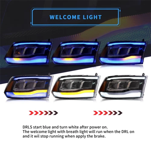 VLAND LED Reflector Headlights For 2009-2018 Dodge RAM 1500 2500 3500 Animation - Bild 4 von 12