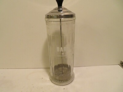 Vintage Barbicide Disinfectant Glass Jar Container King Research Inc 4764 CANADA