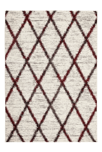 Alfombra tradicional oriental estilo marroquí rojo crema - Imagen 8 de 9