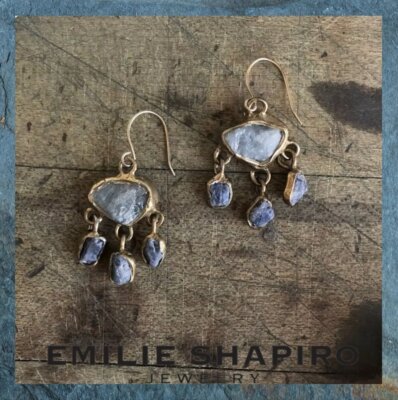 Emilie Shapiro Jewelry Silver Lining Aquamarine Blue Sapphires Earrings