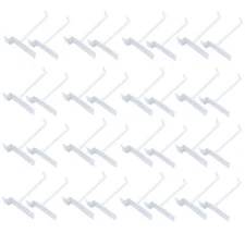 6" Slatwall Hook Panel Display Hooks, 1/4" Thickness Metal, White - PACK 24