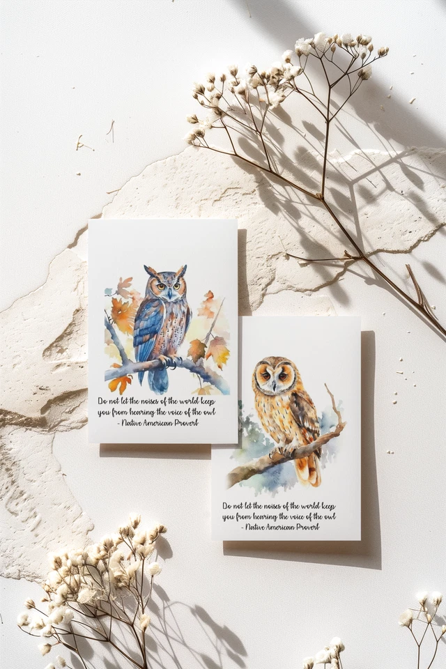 10 tarjetas en blanco hechas a mano Owl 4x6 con sobres tarjetas hechas a mano Foto 2 de 4