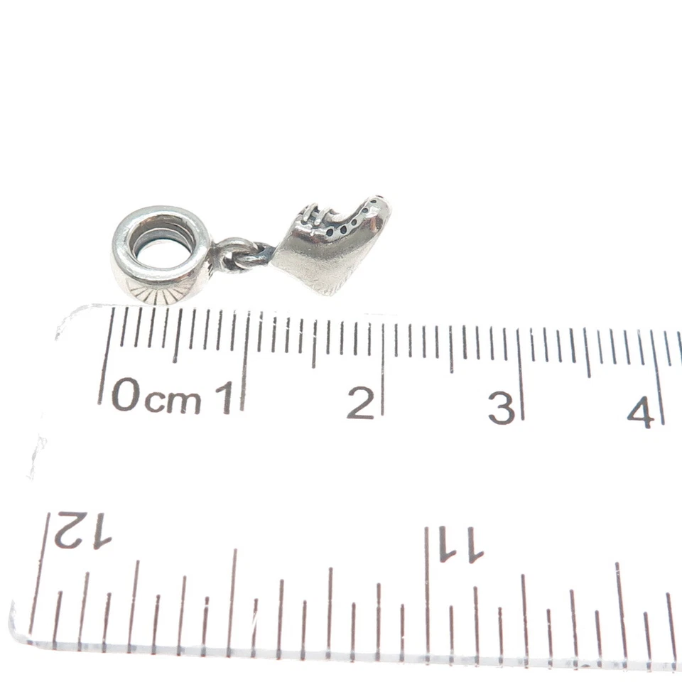 PANDORA Gold 925 Sterling Silver Blue C Z Baby Shoe Dangle Charm - Image 3 of 4