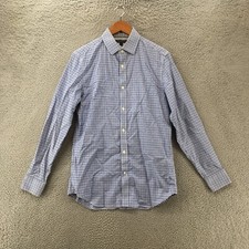 Banana Republic Dress Shirt Mens M Blue Check Cotton Collared Long Sleeve Casual