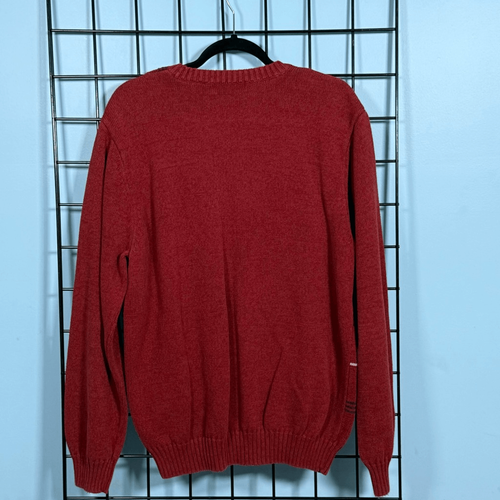Vintage Van Heusen Knit Sweater Mens L Orange Plaid Dad Eclectic Grandpa 90s - Picture 2 of 7