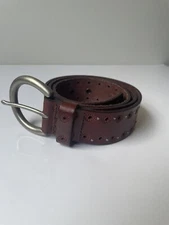 Fossil Women's Brown Leather Laser Cutouts Boho Western Belt Size MED  41.5 inch