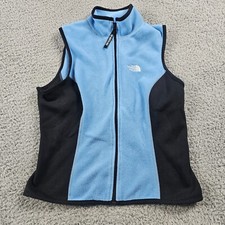 North Face Vest Youth Medium Blue Fleece Full Zip Outdoor Casual Stretch Polar