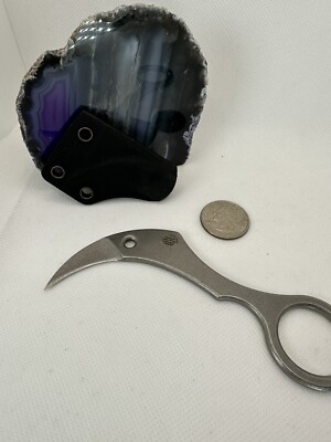 Birds Beak Neck Knife w Kydex Sheath 6  Box Cutter, False Edge On Back Of Curve