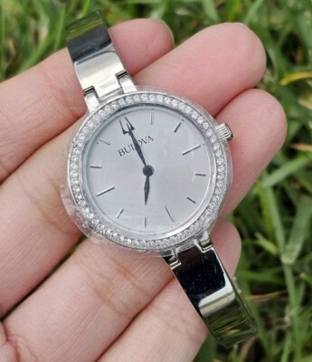 Bulova SS Women's Watch 96X154 WATCH - NEW -Bangle Bracelet MSRP $109+