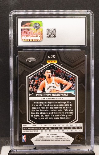 6013 Victor Wembanyama 2023-24 Mosaic Blue Reactive Prizm City Ed RC 282 CGC 9.5 - Picture 2 of 3