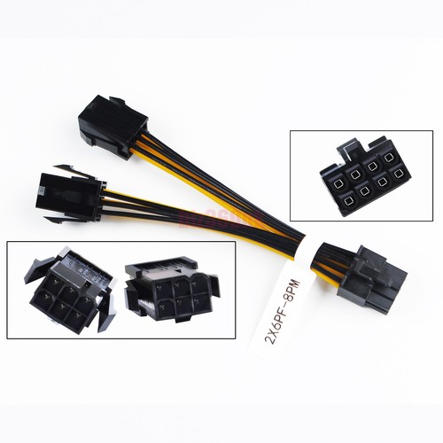 Dual PCI E 6pin Female to 8Pin Male PCI Express GPU Power Adapter Splitter Cable - Picture 3 of 10