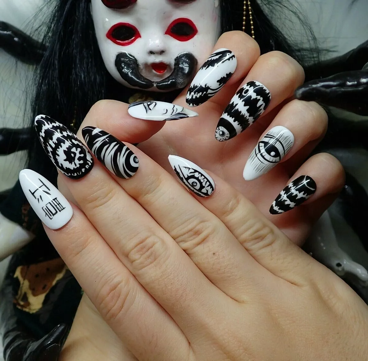 Tomie Nails Anime Press on Nails Anime False Nails Hand-Painted Junji Ito  Gothic