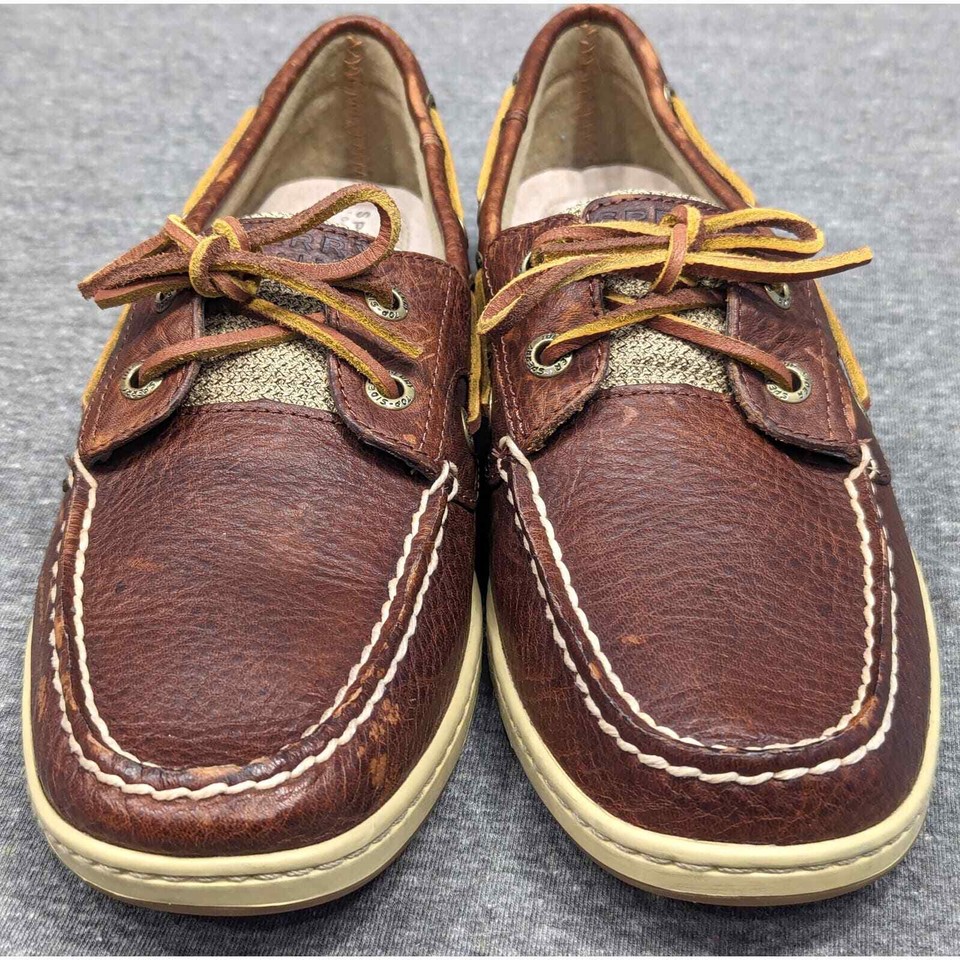 SPERRY Womens Boat Shoe Brown, Bluefish 2Eye, TopSider, Leather