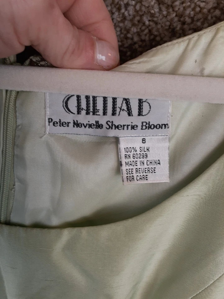 Платье-футляр женское Chetta B Sherrie Bloom Peter Noviello 6 бледно-зеленое с бисером - Изображение 4 из 4