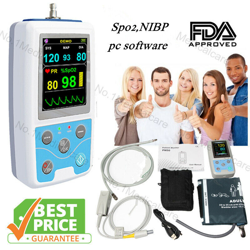 Contec PM50 multi-functional patient monitor,NIBP+SPO2+PR,usb pc software,FDA CE