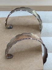 1-Pair Vintage Dark Gold Tone Textured Hoop Earrings - 1" - Gold Tone