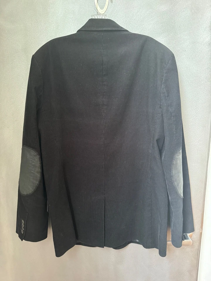 Мужской черный вельветовый блейзер Juicy Couture на 2 пуговицах размер 42 хирургические манжеты локти подушечки - Изображение 4 из 4