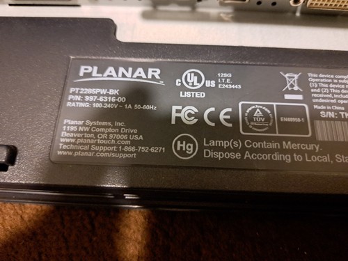 Planar PT2285PW 22" Projected Capacitive Touch Screen LCD Monitor 997-6316-00 - Picture 8 of 11