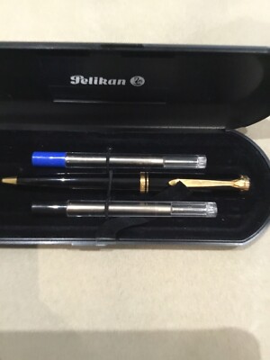 PELIKAN GARANTIE BLACK RESIN WITH GOLD PLATED TRIM BALL POINT PEN, Cartridges