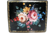 Vintage Rectangular Tin - Case Mfg. Co Floral Pattern Hinged Lid England