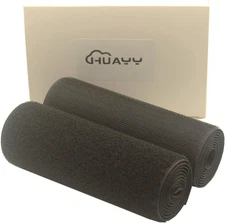 Sew on Hook and Loop Style，Non-Adhesive Nylon Strips Fabric，Black (6in x 1yd)