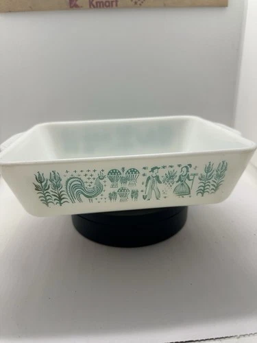 Vintage Pyrex Amish Butterprint Teal Ovenware Casserole Dish 0503   1 1/2qt