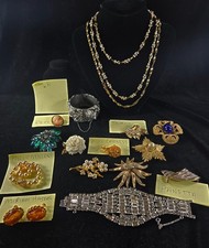 Vintage Costume Jewelry Haskell Trifari Nolan Miller Caviness Panetta lot # 8