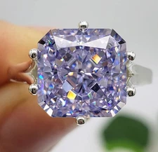 5.30 Ct Certified Asscher Cut Natural Purple Diamond Ring VVS1 White Gold Finish