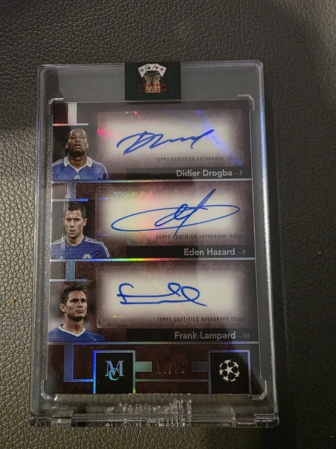 2024-25 Topps Museum Didier Drogba Eden Hazard Frank Lampard Hat-Trick Auto #/25