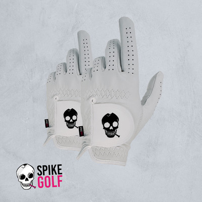 2er Pack Golfhandschuh (25%) sparen | Weiß Cabretta Leder Golfhandschuh | Spike Golf