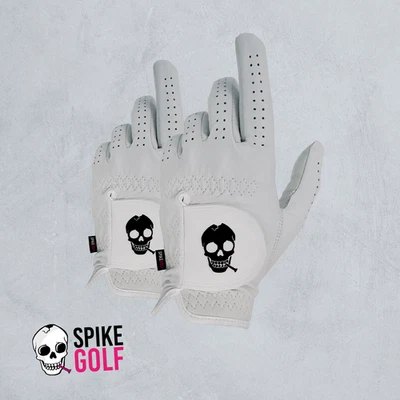 UNDISCLOSED 2er Pack Golfhandschuh (25%) sparen | Weiß Cabretta Leder Golfhandschuh | Spike Golf