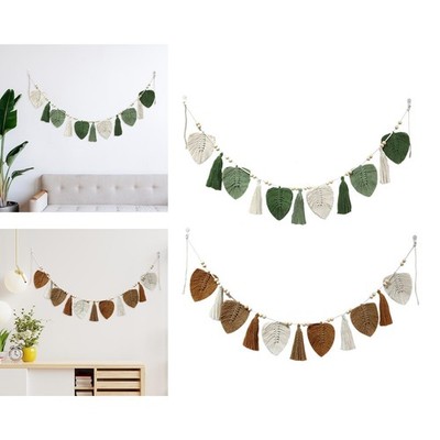 Makramee-Blätter, Wandbehang, Ornament, Bohemian, für Wohnung, Schlafzimmer,