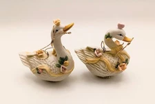 Pair Of Vintage House of Lloyd Victorian Swan Christmas Ornaments 