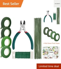 Complete Floral Design Tools: 100 Stem Wires, Tape Rolls & Wire Cutter Included