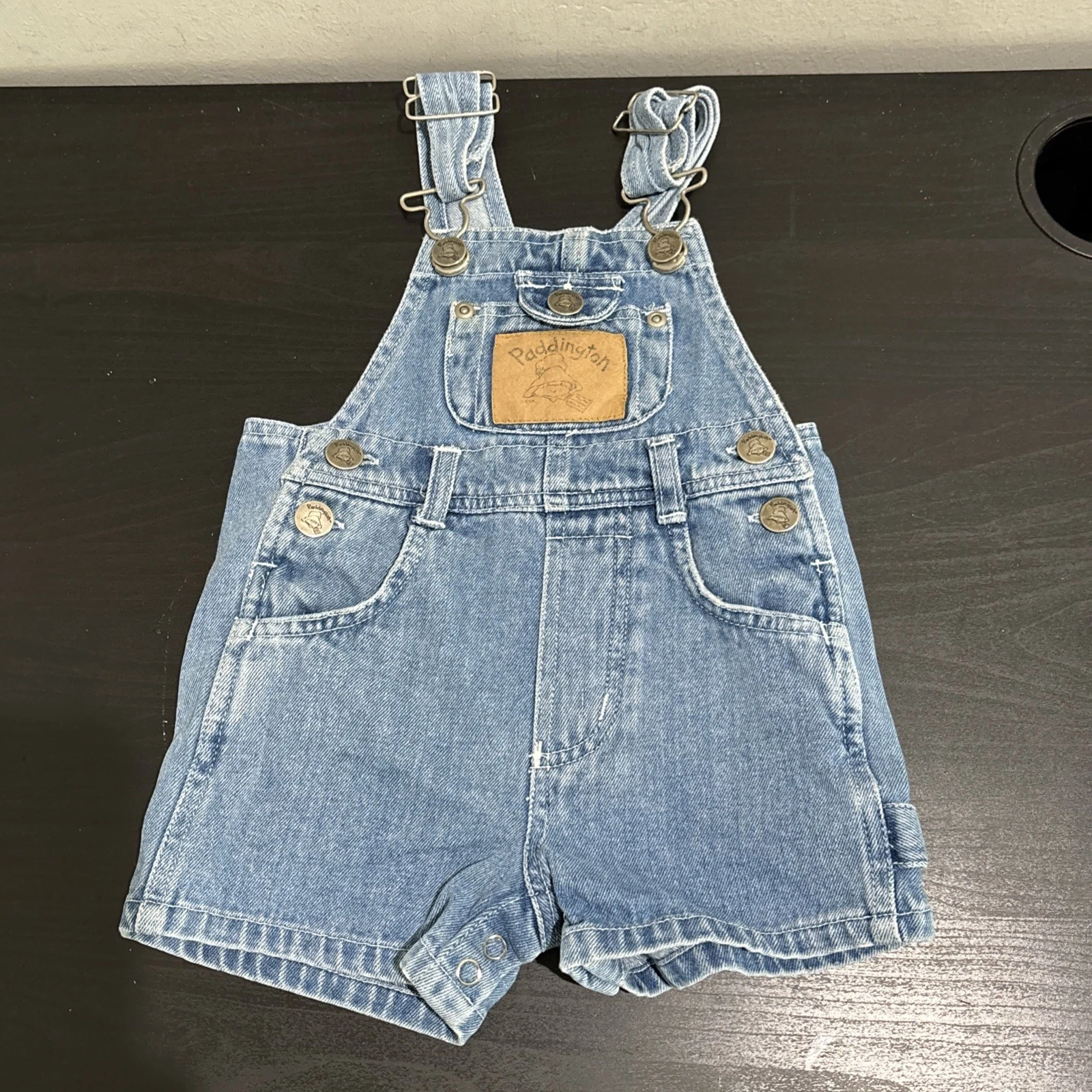 Vintage 90s Retro Y2K Paddington Bear Denim Overalls Toddlers Size 12m Outdoors