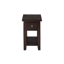 Kona Grove Distressed Rustic Solid Acacia Chairside End Table with Shelf