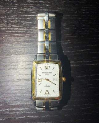 Raymond Weil Parsifal Swiss Made Quartz Rectangular Two-Tone Date Watch