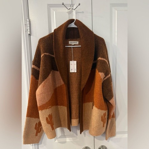 Strickjacke Lucky Marke braun und hellbraun Pferdedesign Größe L neu mit Etikett - Bild 2 von 9