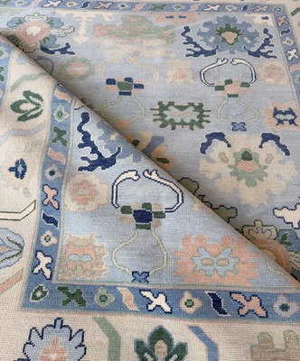 Hand Knotted Rugs 8x10 9x12 10x14 Handmade Area Rugs Blue Wool Modern Oushak Rug
