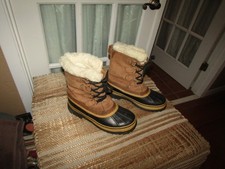 Sorel Caribou Natural Rubber Women's Size 9 Winter Snow Boots Tan