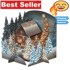 Charming 3D Holiday Greeting Card - Enchanting Winter Cottage Scene for Friends