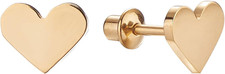 18K Gold Plated Screw Back Heart Stud Hypoallergenic Earrings for Kids, Baby, To