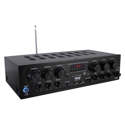 Pyle PTA62BT 6CH Bluetooth Receiver, 12x 3.5" Black Speakers, Mic System, Wire - Picture 2 of 5