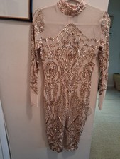 Gorgeous Mesh Gold Sequin Dress New With Tags Fashion Nova. Has Stetch.